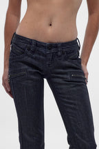 Kamil Super Low-Rise Moto Bootcut Jeans