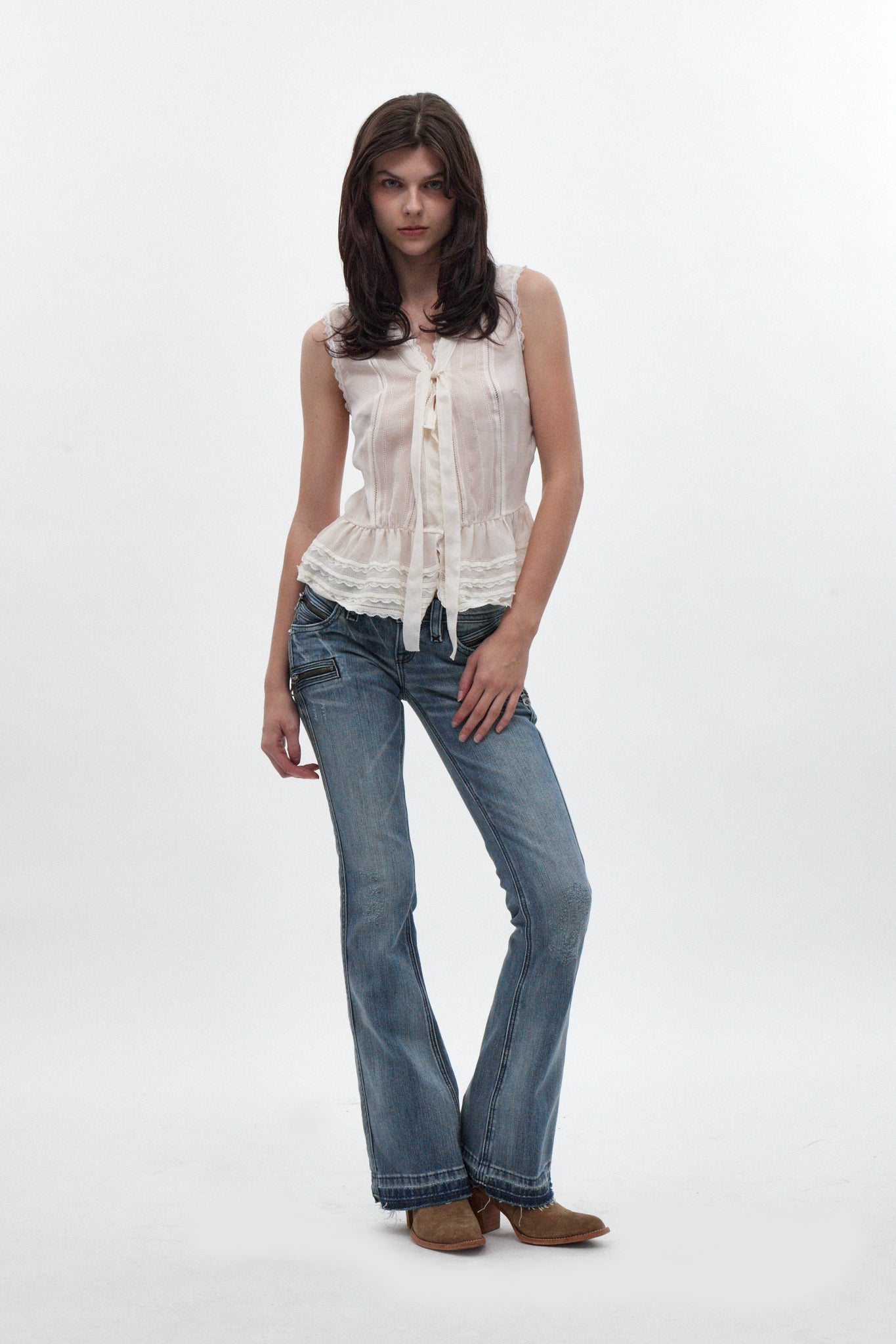 Kamil Super Low-Rise Bootcut Jeans in Medium Blue – Rock Revival®