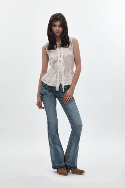 Kamil Super Low-Rise Bootcut in Medium Blue - Rock Revival®