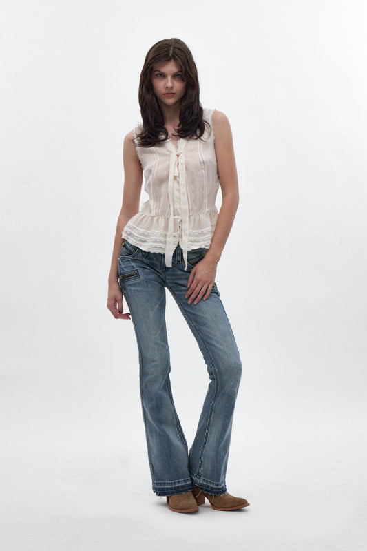 Kamil Super Low-Rise Bootcut in Medium Blue - Rock Revival®