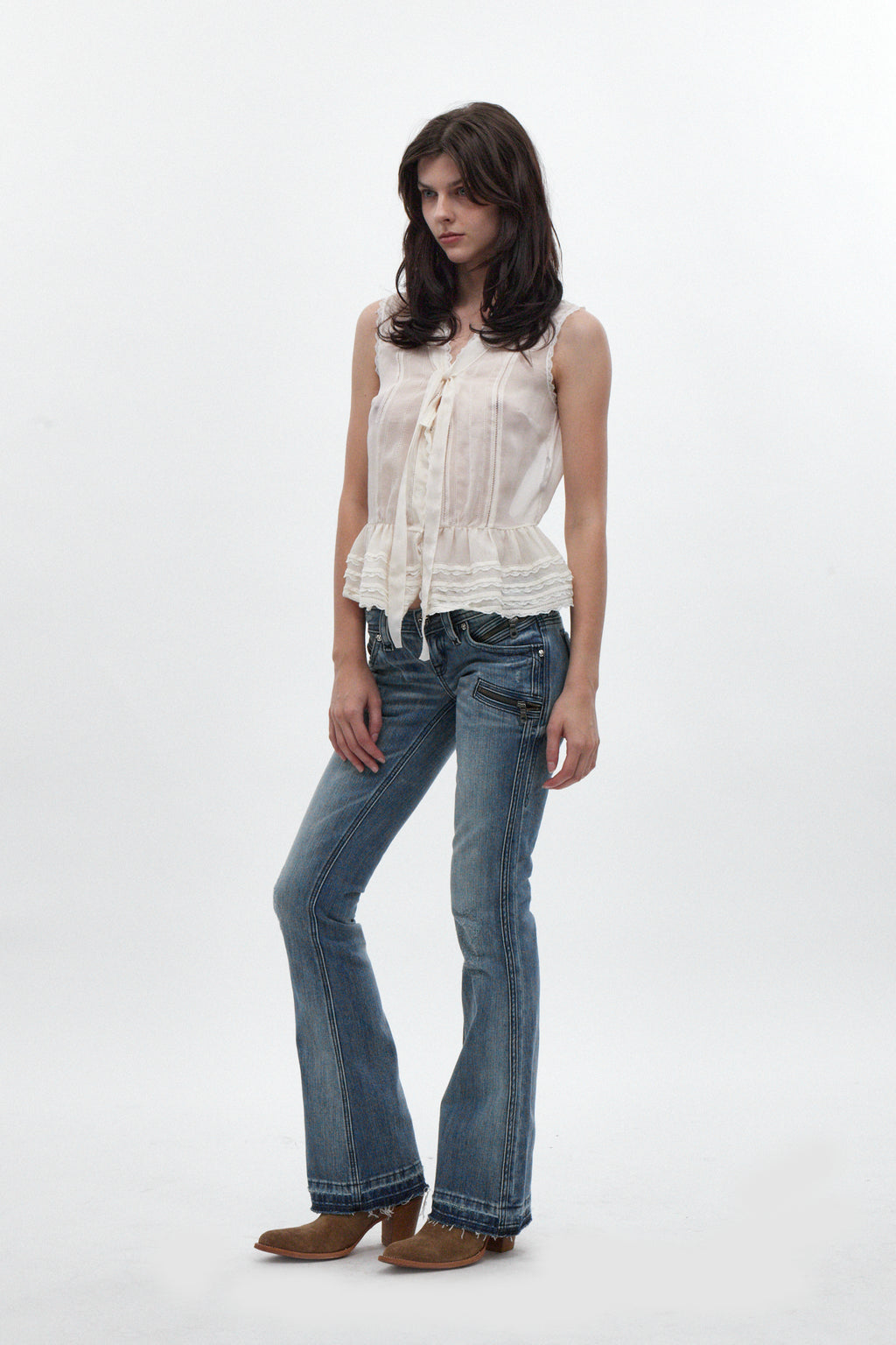 Kamil Super Low-Rise Bootcut in Medium Blue - Rock Revival®