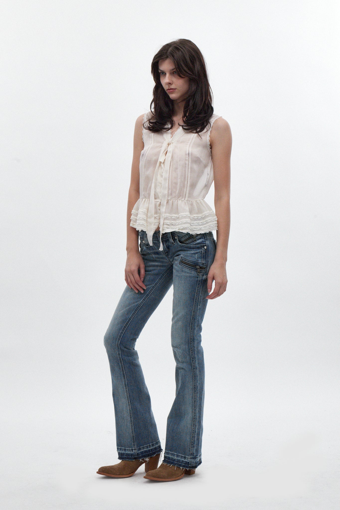 Kamil Super Low-Rise Bootcut in Medium Blue - Rock Revival®