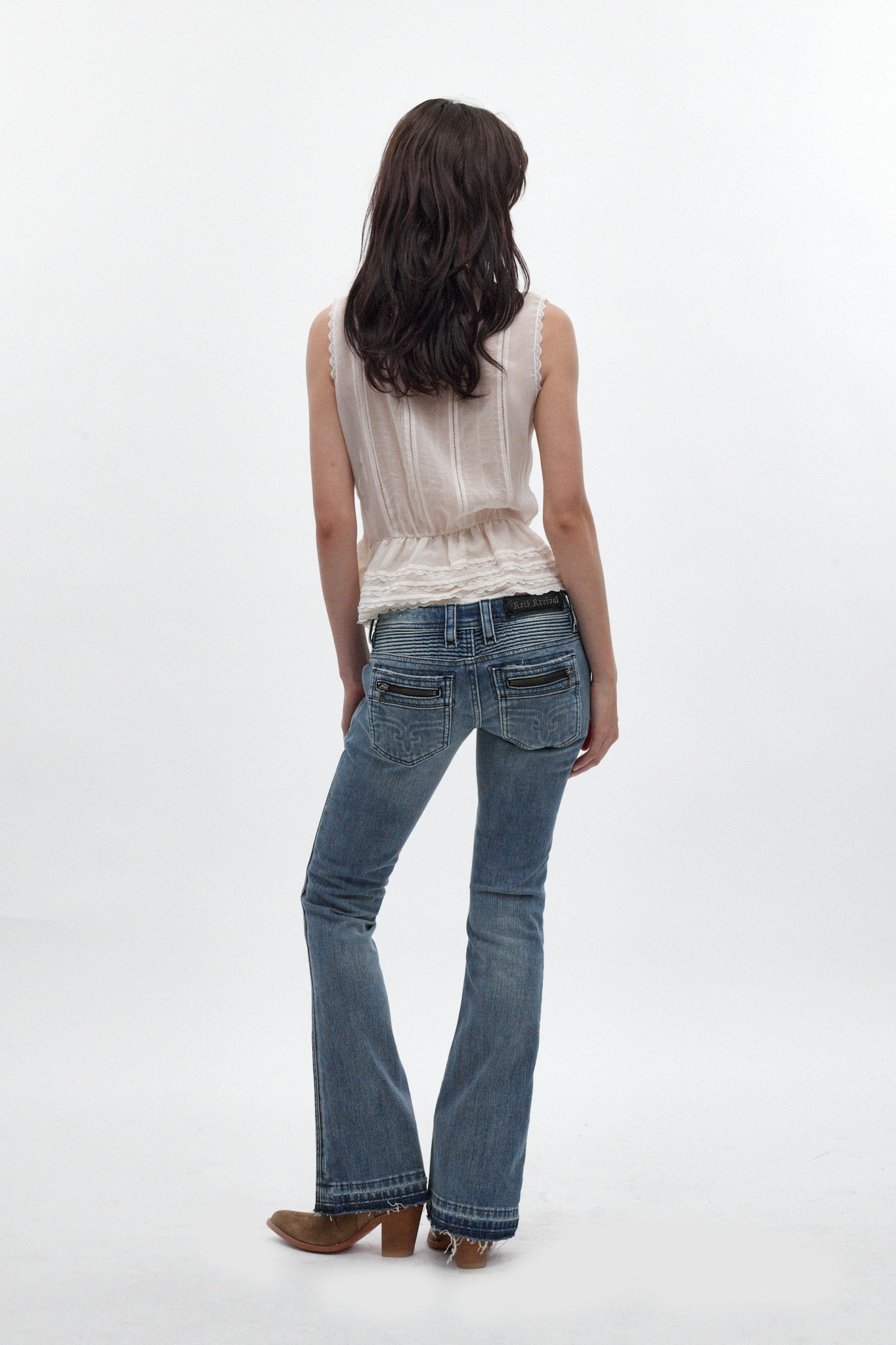 Kamil Super Low-Rise Bootcut in Medium Blue - Rock Revival®