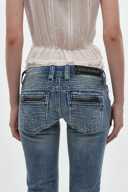 Kamil Super Low-Rise Bootcut in Medium Blue - Rock Revival®