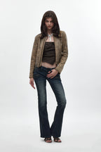 Kamil Super Low-Rise Bootcut in Dark Blue - Rock Revival®