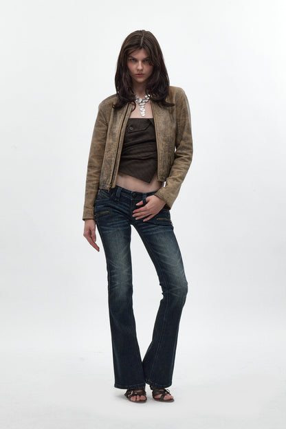 Kamil Super Low-Rise Bootcut in Dark Blue - Rock Revival®