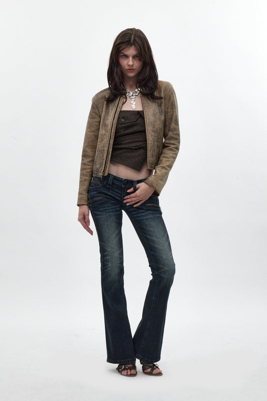 Kamil Super Low-Rise Bootcut in Dark Blue - Rock Revival®