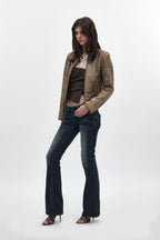 Kamil Super Low-Rise Bootcut in Dark Blue - Rock Revival®
