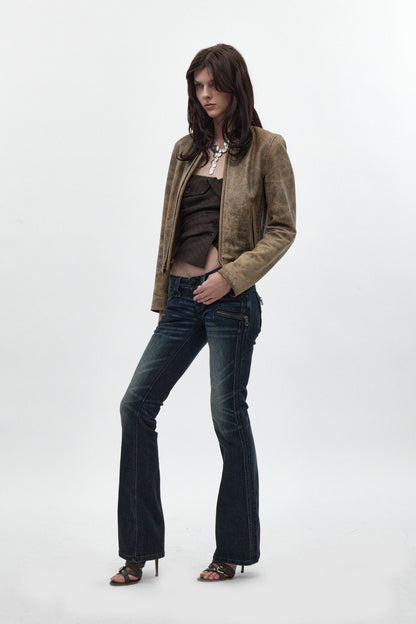 Kamil Super Low-Rise Bootcut in Dark Blue - Rock Revival®