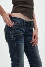 Kamil Super Low-Rise Bootcut in Dark Blue - Rock Revival®