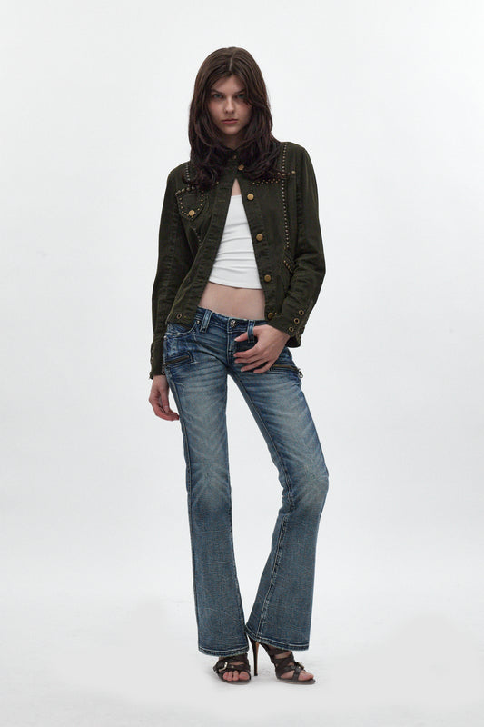 Kamil Super Low-Rise Bootcut in Pacific Blue - Rock Revival®