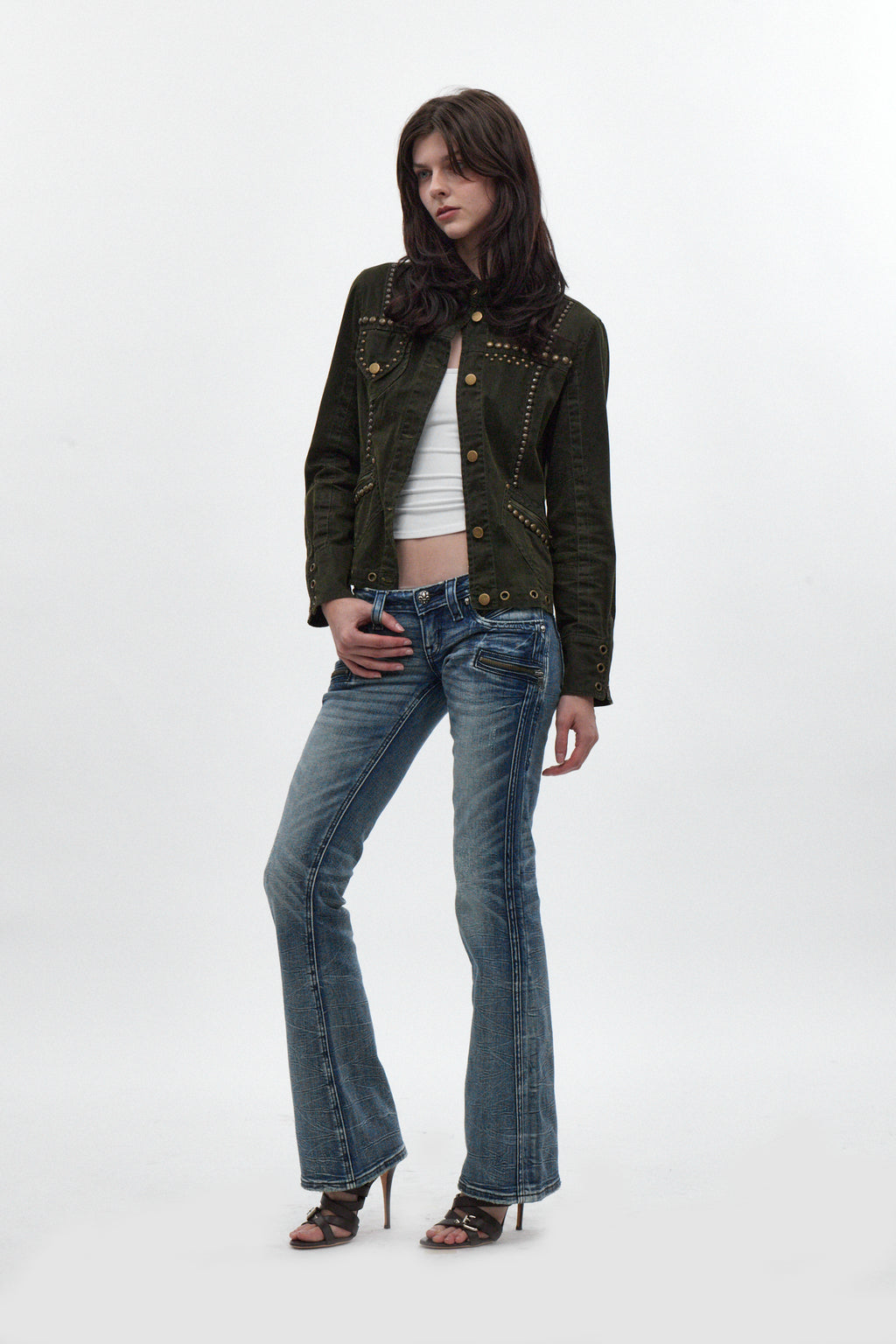 Kamil Super Low-Rise Bootcut in Pacific Blue - Rock Revival®