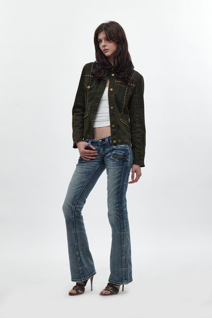 Kamil Super Low-Rise Bootcut in Pacific Blue - Rock Revival®