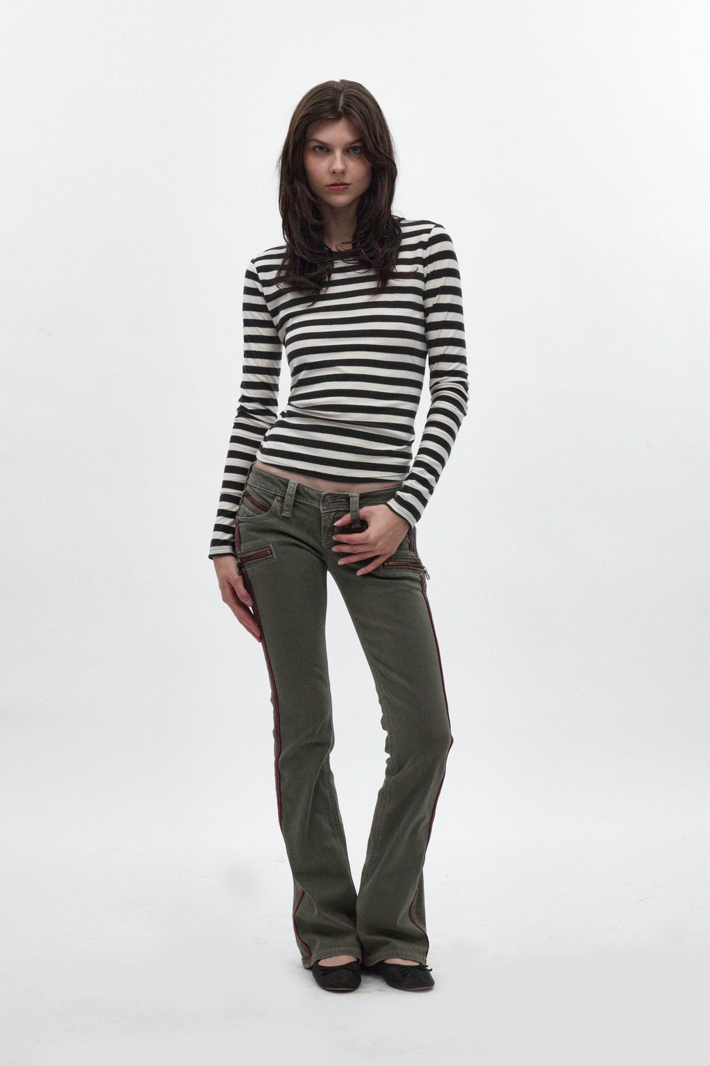 Kamil Super Low-Rise Bootcut in Olive - Rock Revival®
