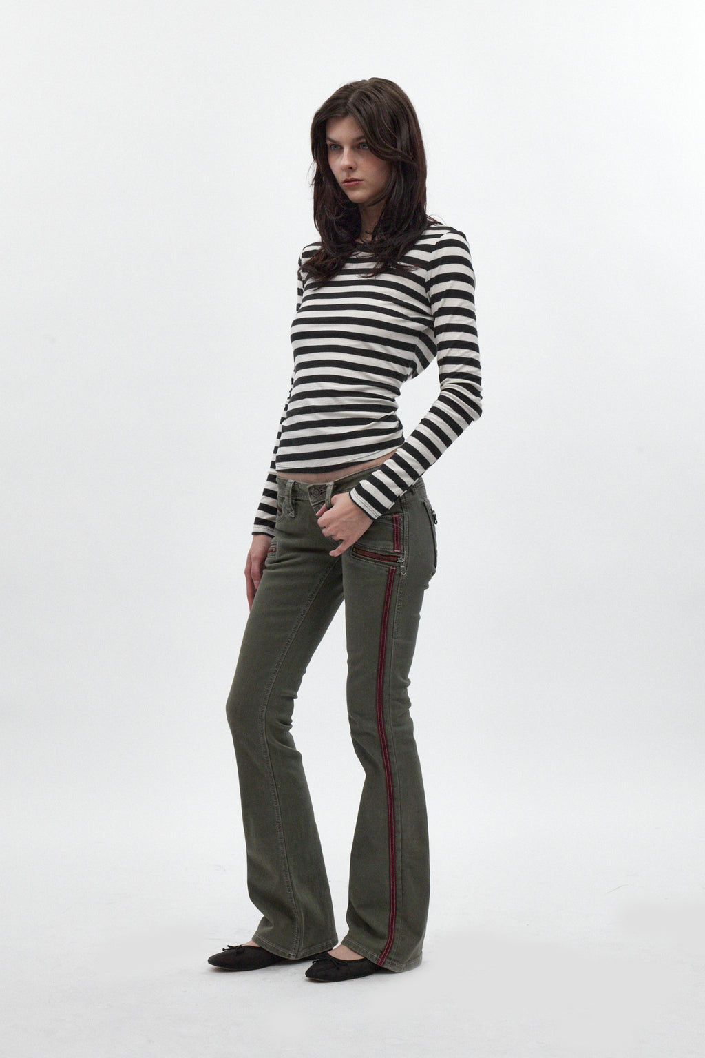 Kamil Super Low-Rise Bootcut in Olive - Rock Revival®