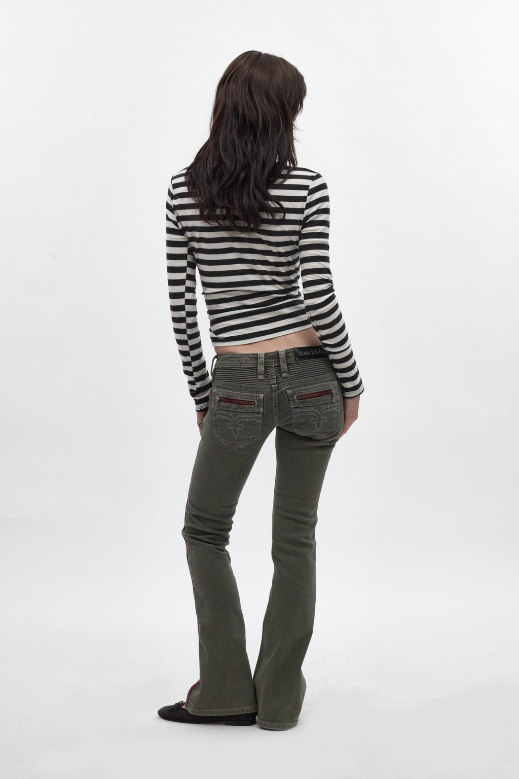 Kamil Super Low-Rise Bootcut in Olive - Rock Revival®