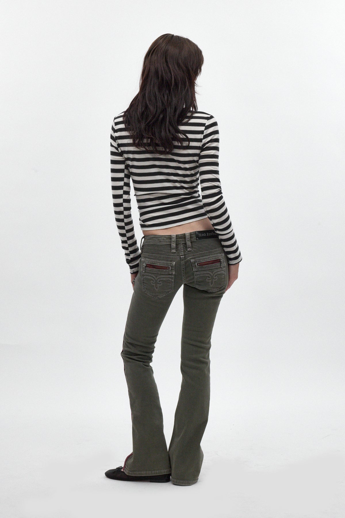 Kamil Super Low-Rise Bootcut in Olive - Rock Revival®