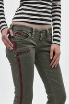 Kamil Super Low-Rise Bootcut in Olive - Rock Revival®