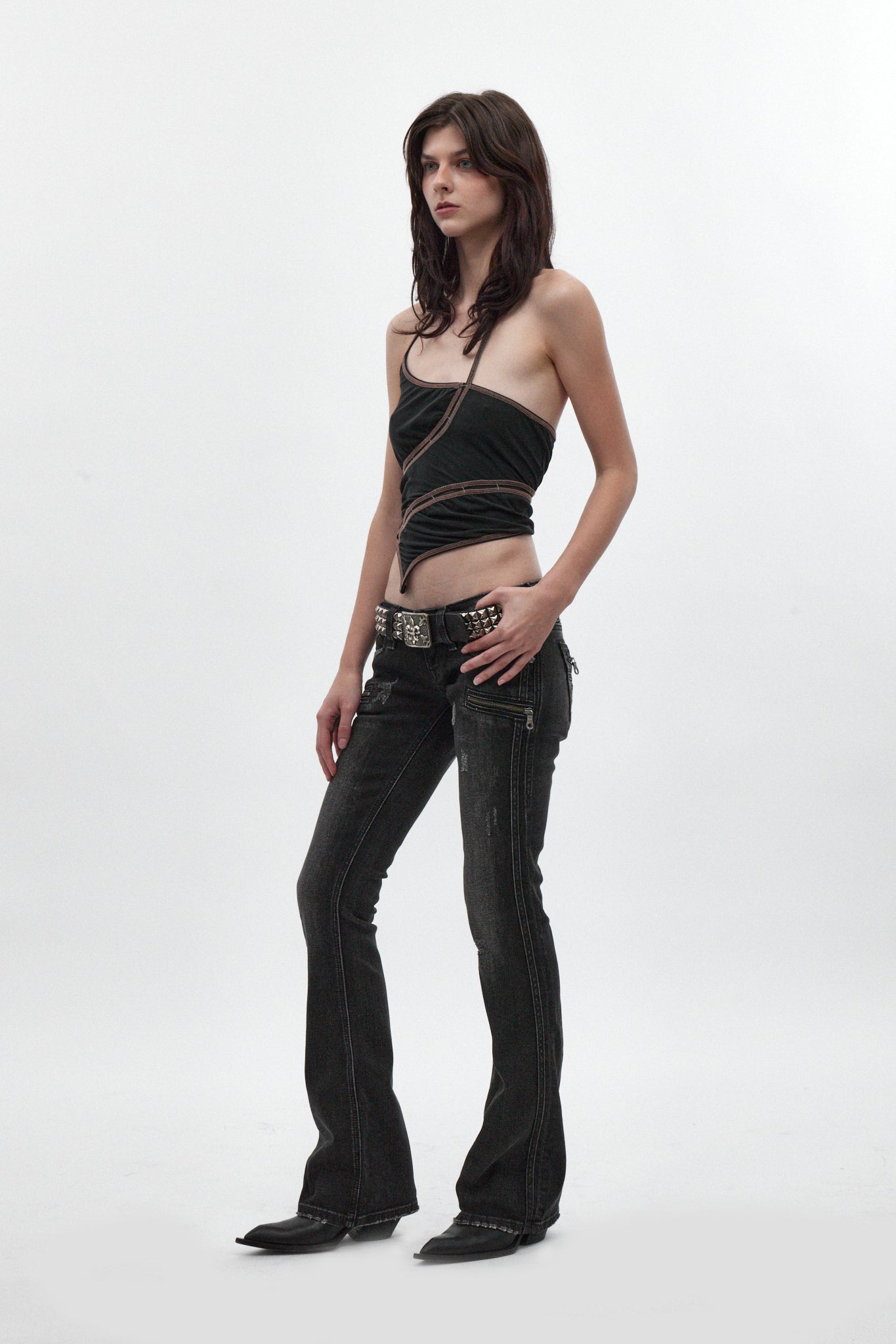 Kamil Low-Rise Bootcut in Faded Black - Rock Revival®