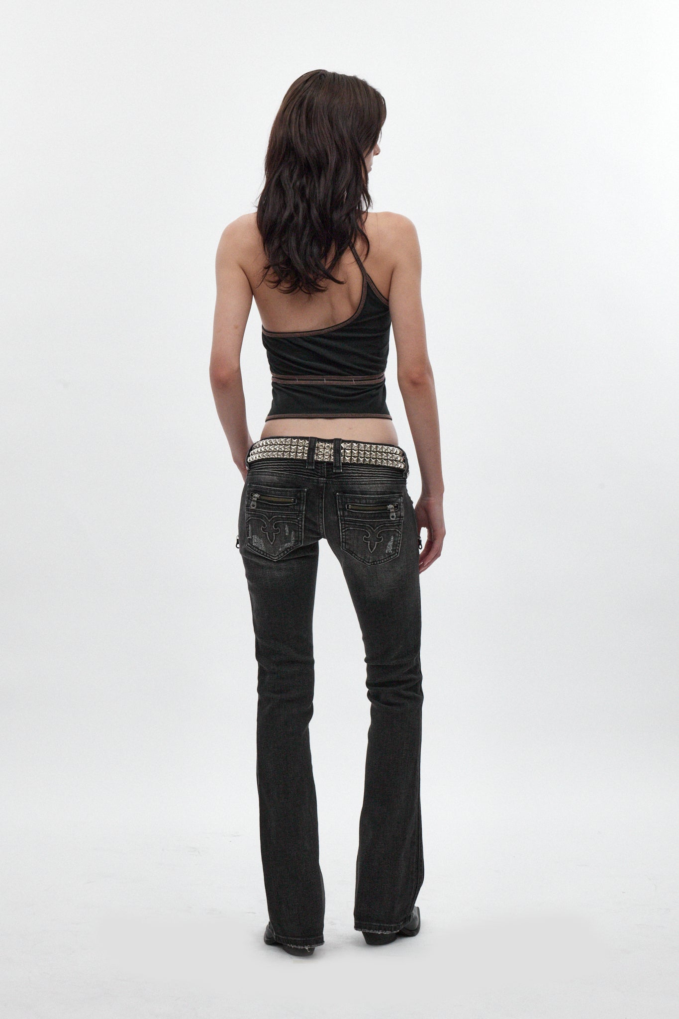 Kamil Low-Rise Bootcut in Faded Black - Rock Revival®