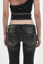Kamil Low-Rise Bootcut in Faded Black - Rock Revival®