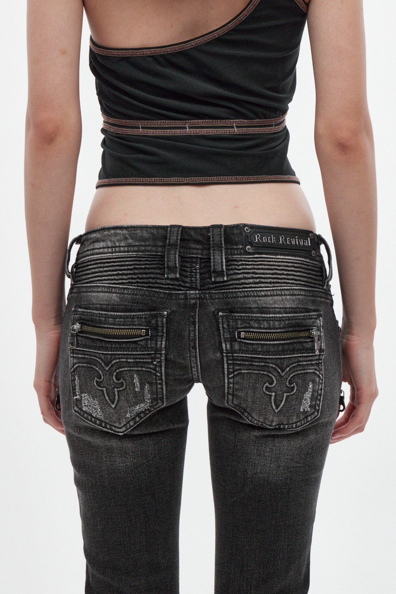 Kamil Low-Rise Bootcut in Faded Black - Rock Revival®