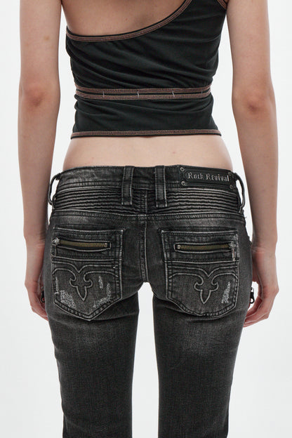 Kamil Low-Rise Bootcut in Faded Black - Rock Revival®