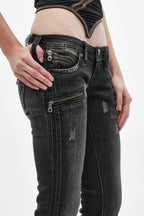 Kamil Low-Rise Bootcut in Faded Black - Rock Revival®