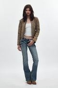 Kamil Super Low-Rise Bootcut in Blue - Rock Revival®