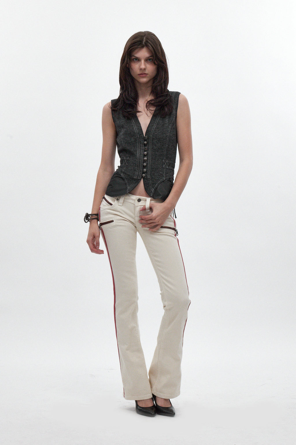 Kamil Super Low-Rise Bootcut in White - Rock Revival®