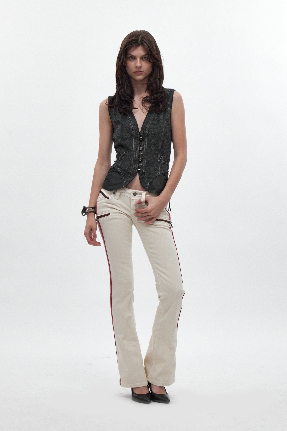 Kamil Super Low-Rise Bootcut in White - Rock Revival®