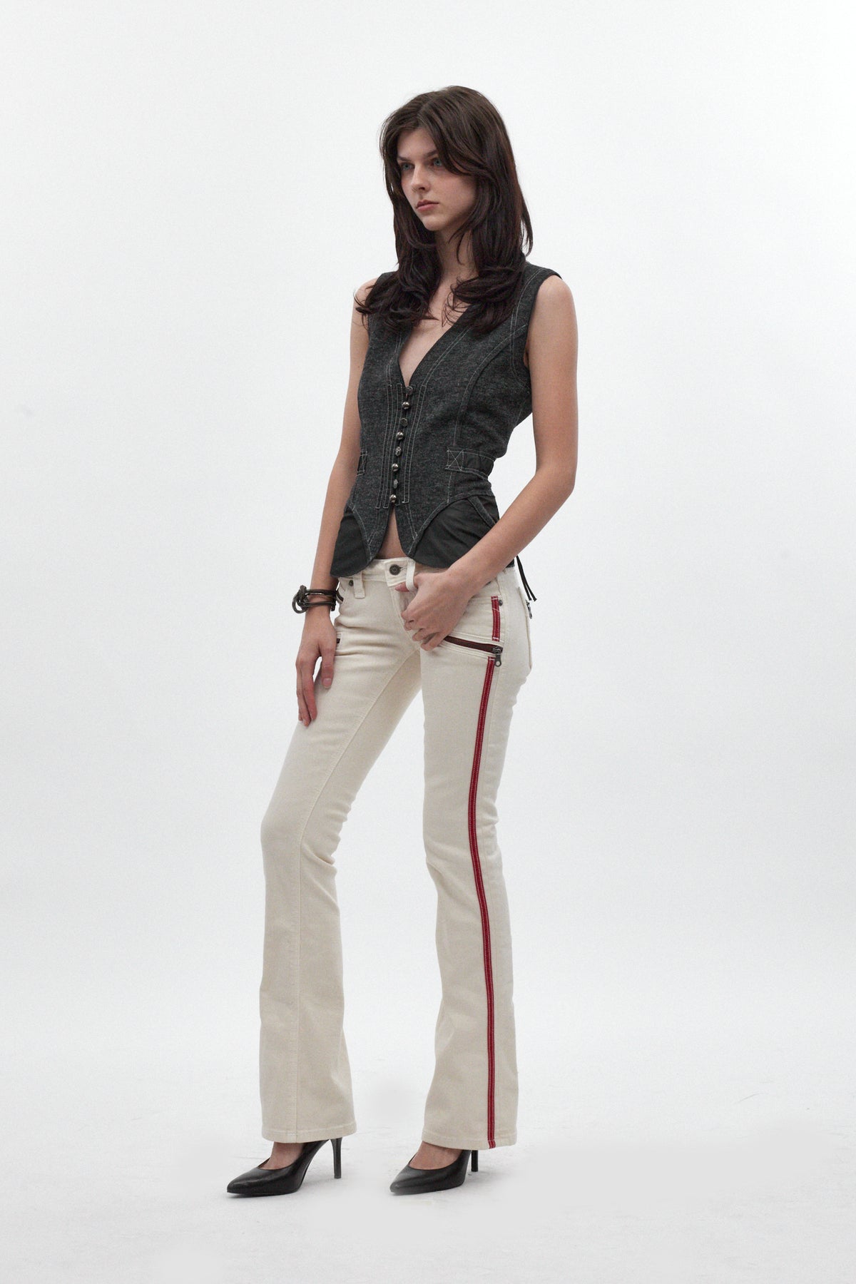 Kamil Super Low-Rise Bootcut in White - Rock Revival®