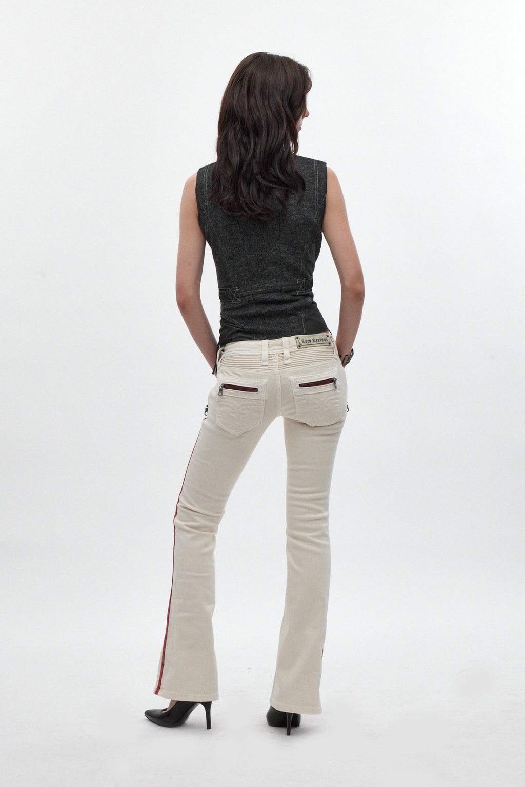 Kamil Super Low-Rise Bootcut in White - Rock Revival®