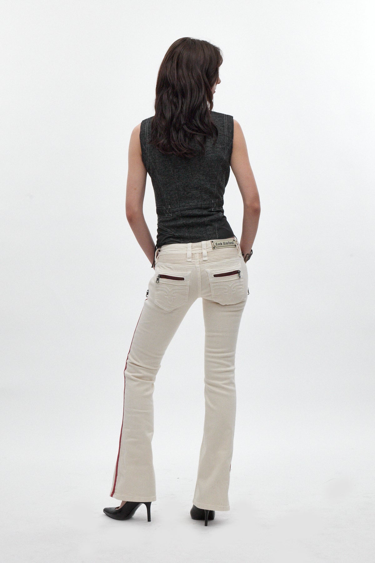Kamil Super Low-Rise Bootcut in White - Rock Revival®