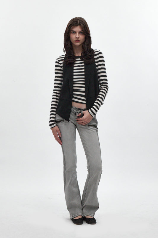 Kamil Super Low-Rise Bootcut in Light Gray - Rock Revival®