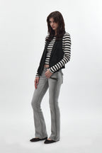 Kamil Super Low-Rise Bootcut in Light Gray - Rock Revival®