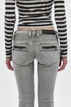 Kamil Super Low-Rise Bootcut in Light Gray - Rock Revival®