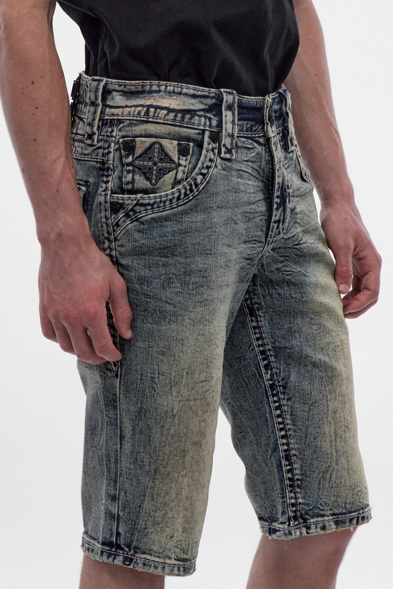 Pantalones cortos de mezclilla Kareen (H206) en azul vintage (6/10/26-DESC+IMG)