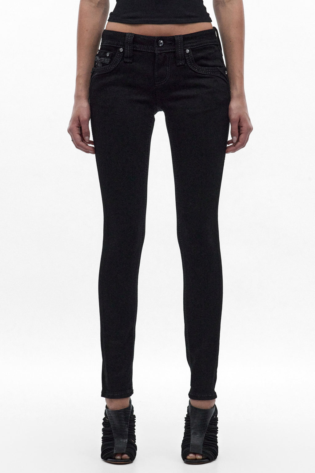 Kari Low-Rise Skinny Jeans in Black