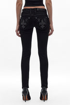 Kari Low-Rise Skinny Jeans in Black