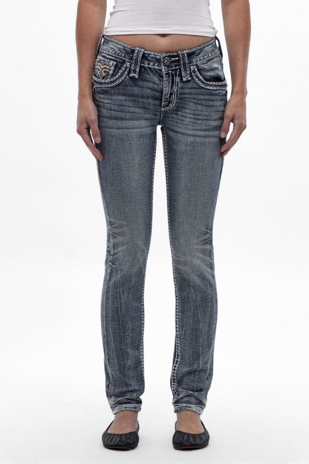 Karolina Low-Rise Skinny Jeans in Vintage Blue