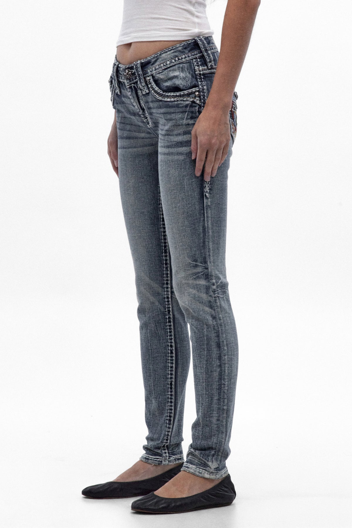 Karolina Low-Rise Skinny Jeans in Vintage Blue