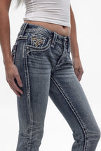 Karolina Low-Rise Skinny Jeans in Vintage Blue