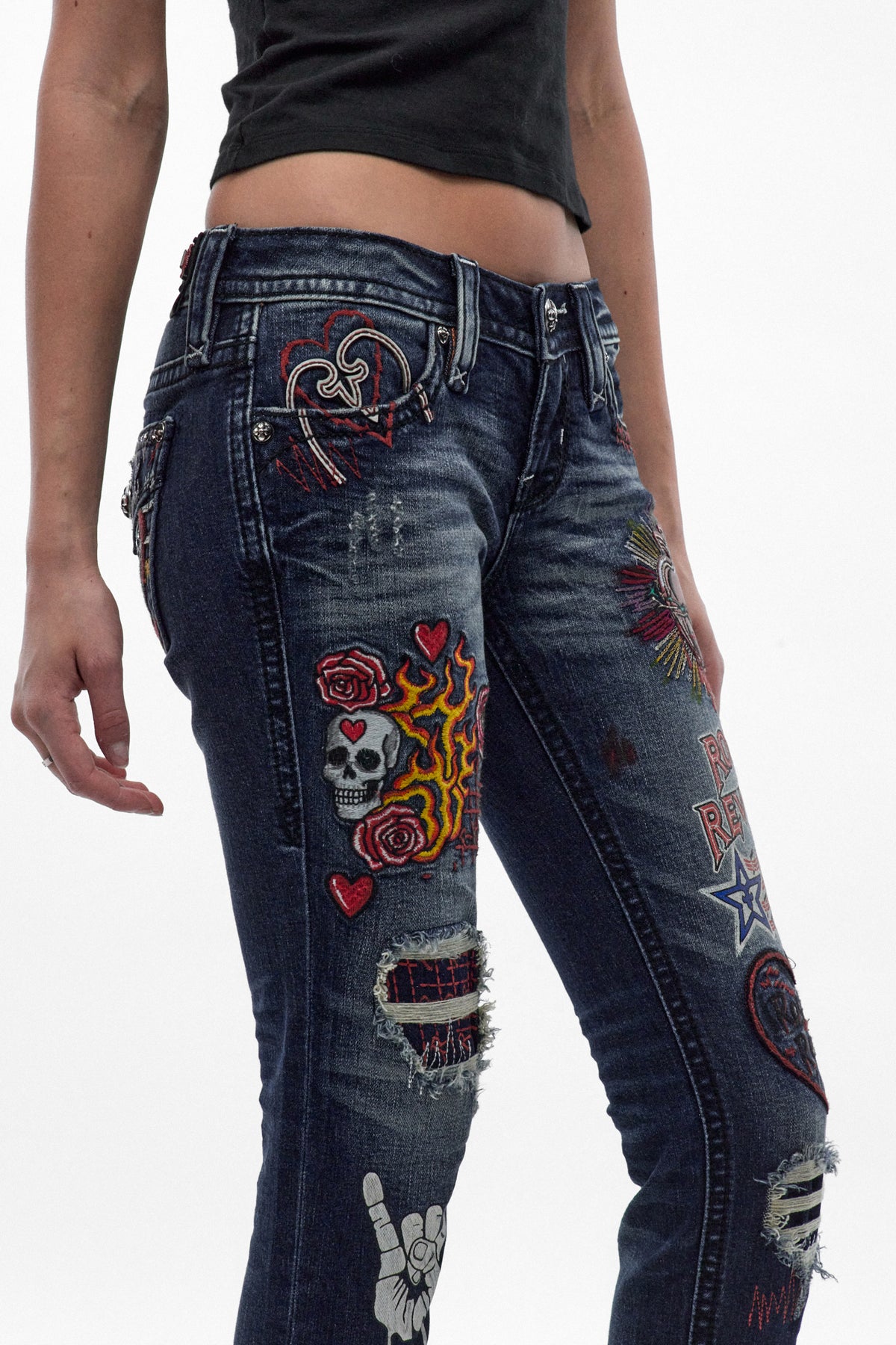 Karolina Low-Rise Skinny Jeans in Dark Blue