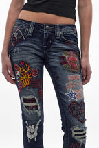 Karolina Low-Rise Skinny Jeans in Dark Blue