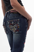 Karolina Low-Rise Skinny Jeans in Dark Blue