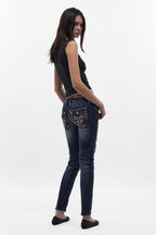 Karolina Low-Rise Skinny Jeans in Dark Blue