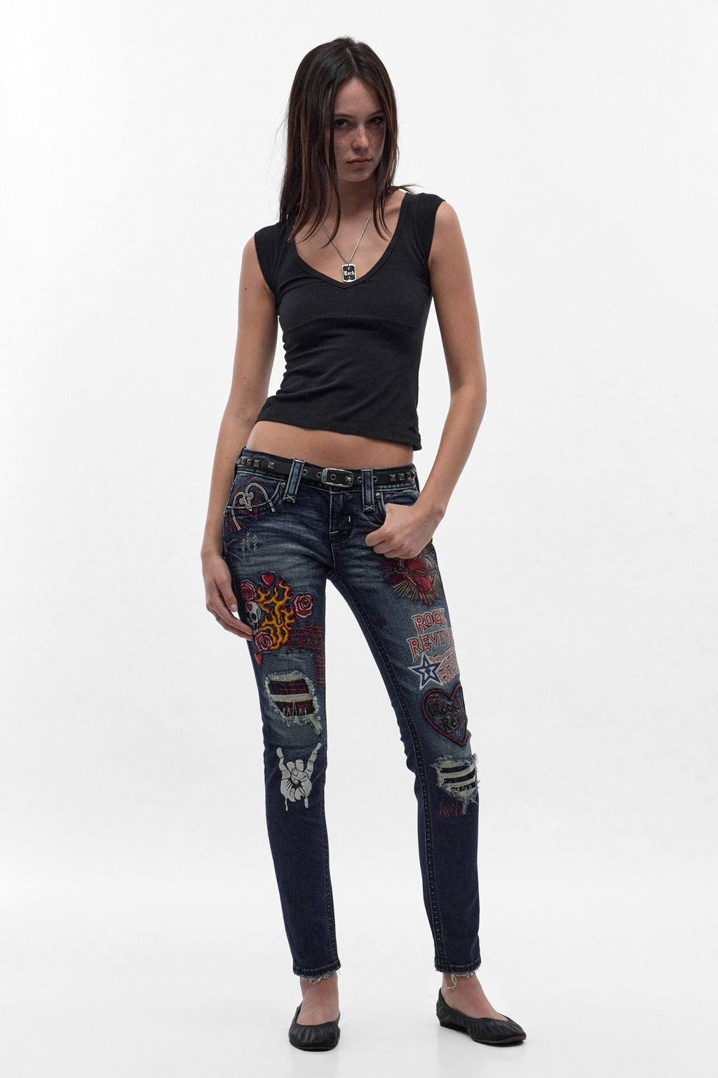 Karolina Low-Rise Skinny Jeans in Dark Blue