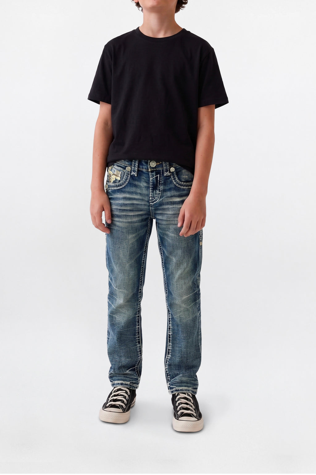 Knox Boys Bootcut Jeans in Medium Blue