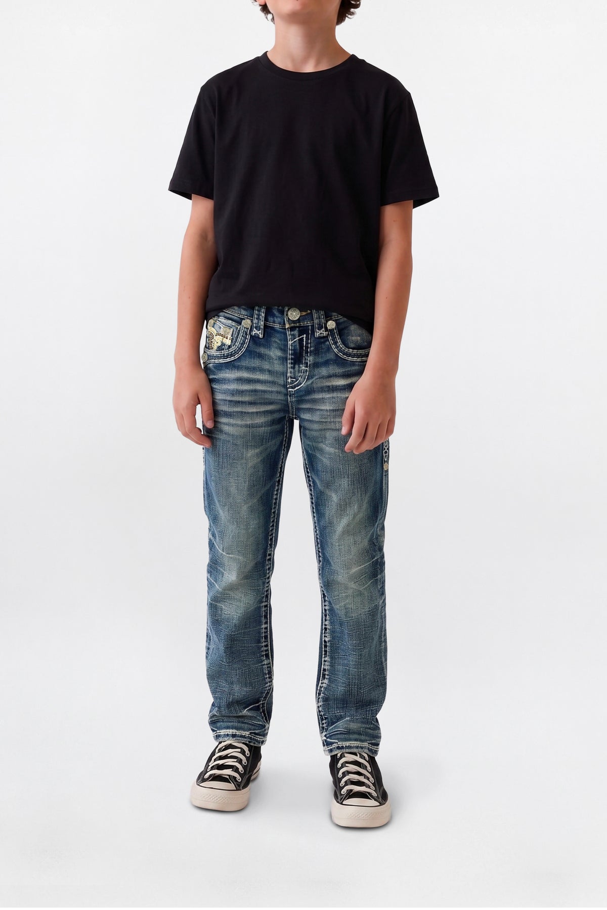 Knox Boys Bootcut Jeans in Medium Blue